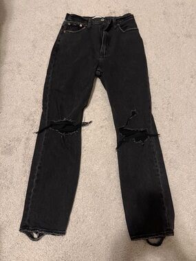 Abercrombie & Fitch Black Ankle Straight Jeans High Rise